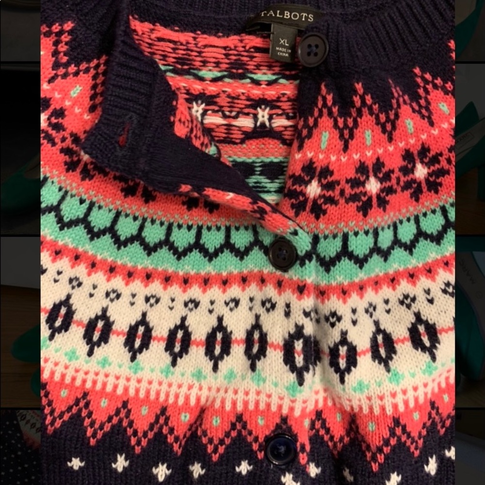 Talbots XL fair isle cardigan Brand New With Tags